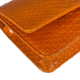 Chanel Orange Pythonskin Flap Wallet On Chain 2013