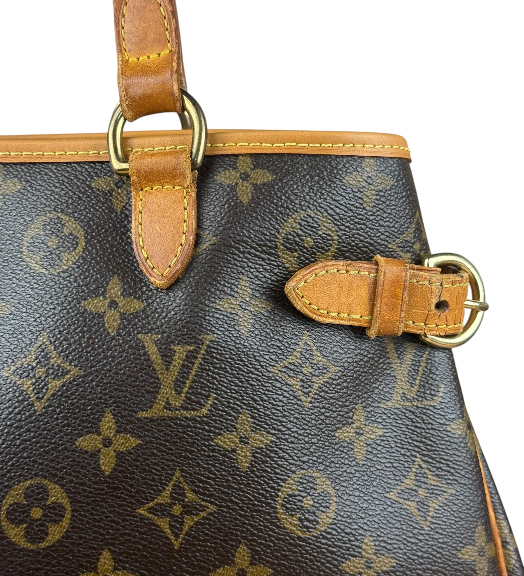 Louis Vuitton Leather Batignolles Horizontal Canvas Monogram Tote Bag
