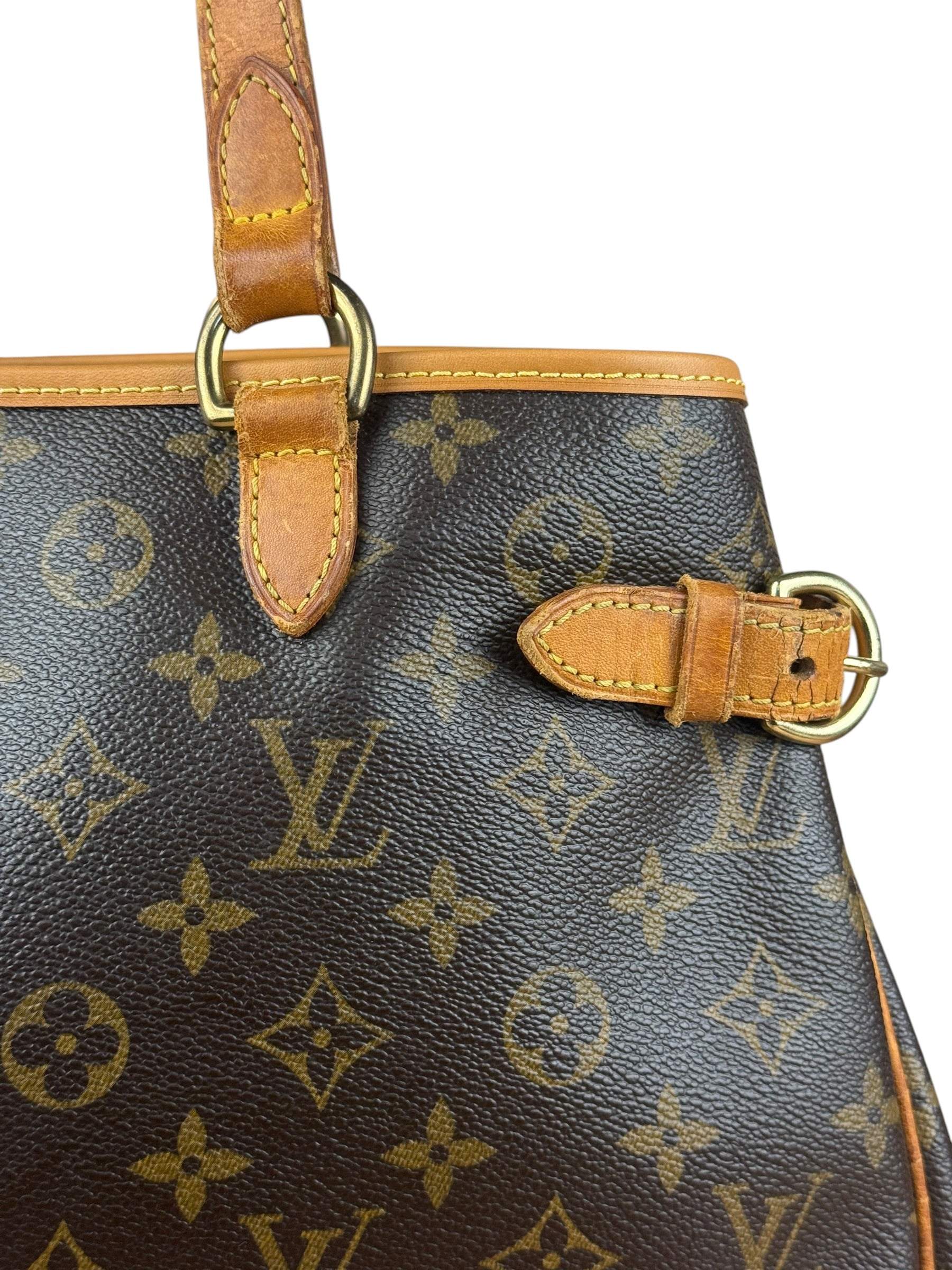 Louis Vuitton Leather Batignolles Horizontal Canvas Monogram Tote Bag
