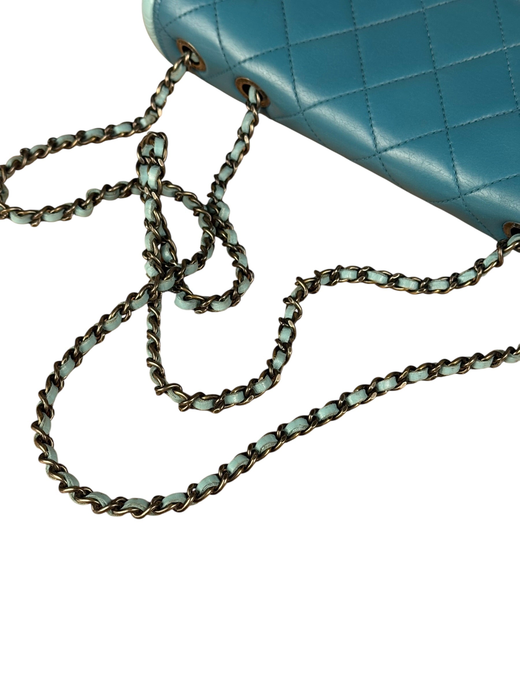Chanel CC Two-Toned Blue Leather Flap Bag 2014