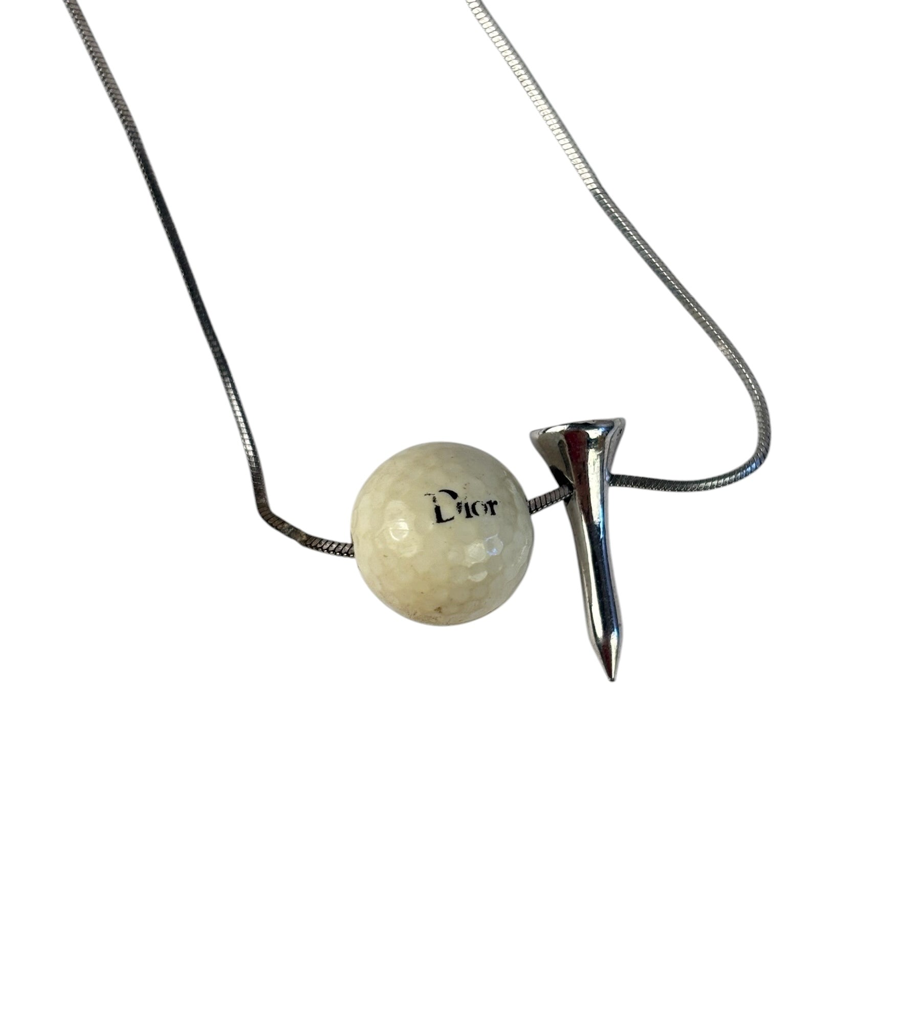 Christian Dior Off-White Bead & Nail Pendant Necklace