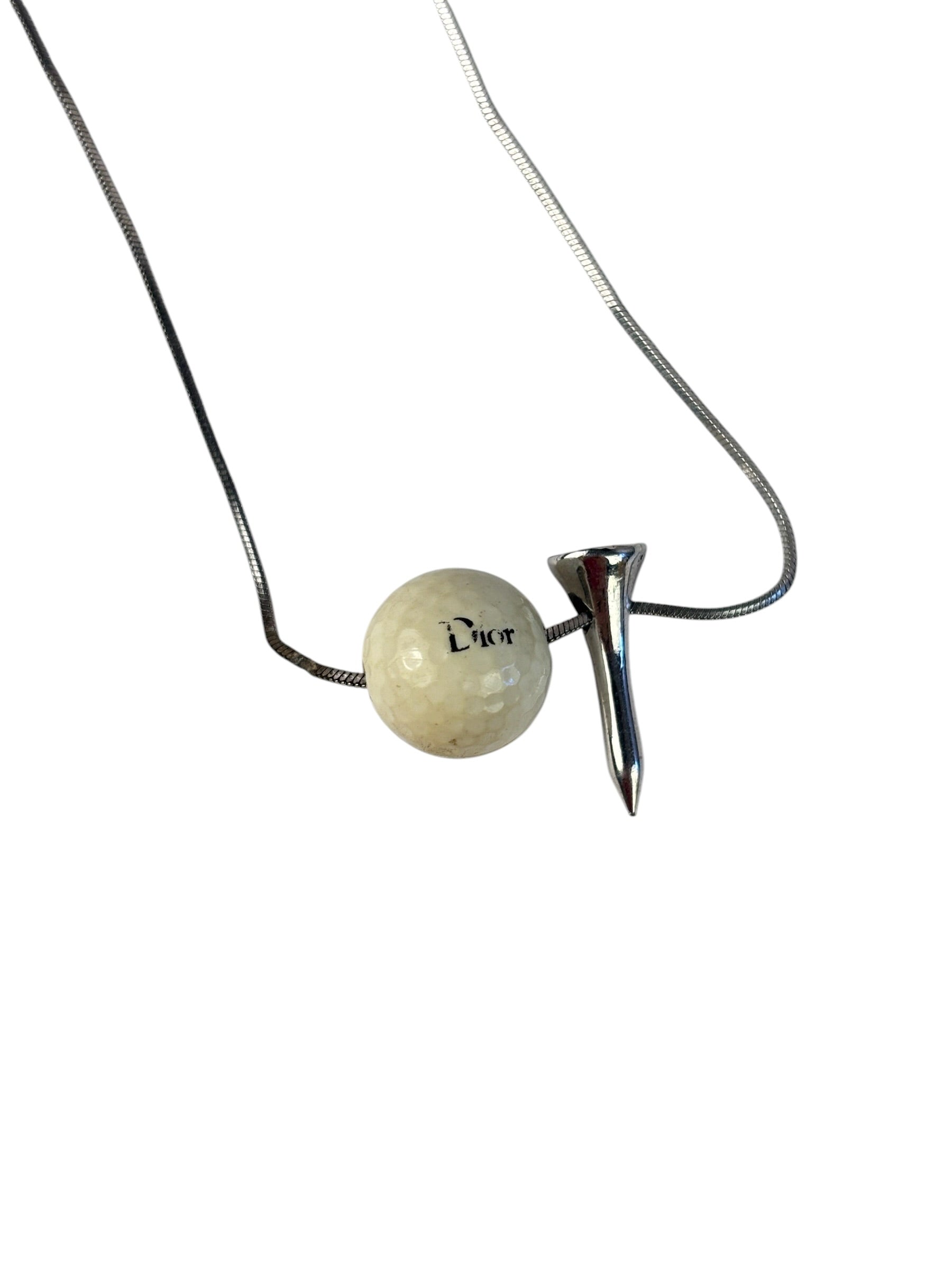 Christian Dior Off-White Bead & Nail Pendant Necklace