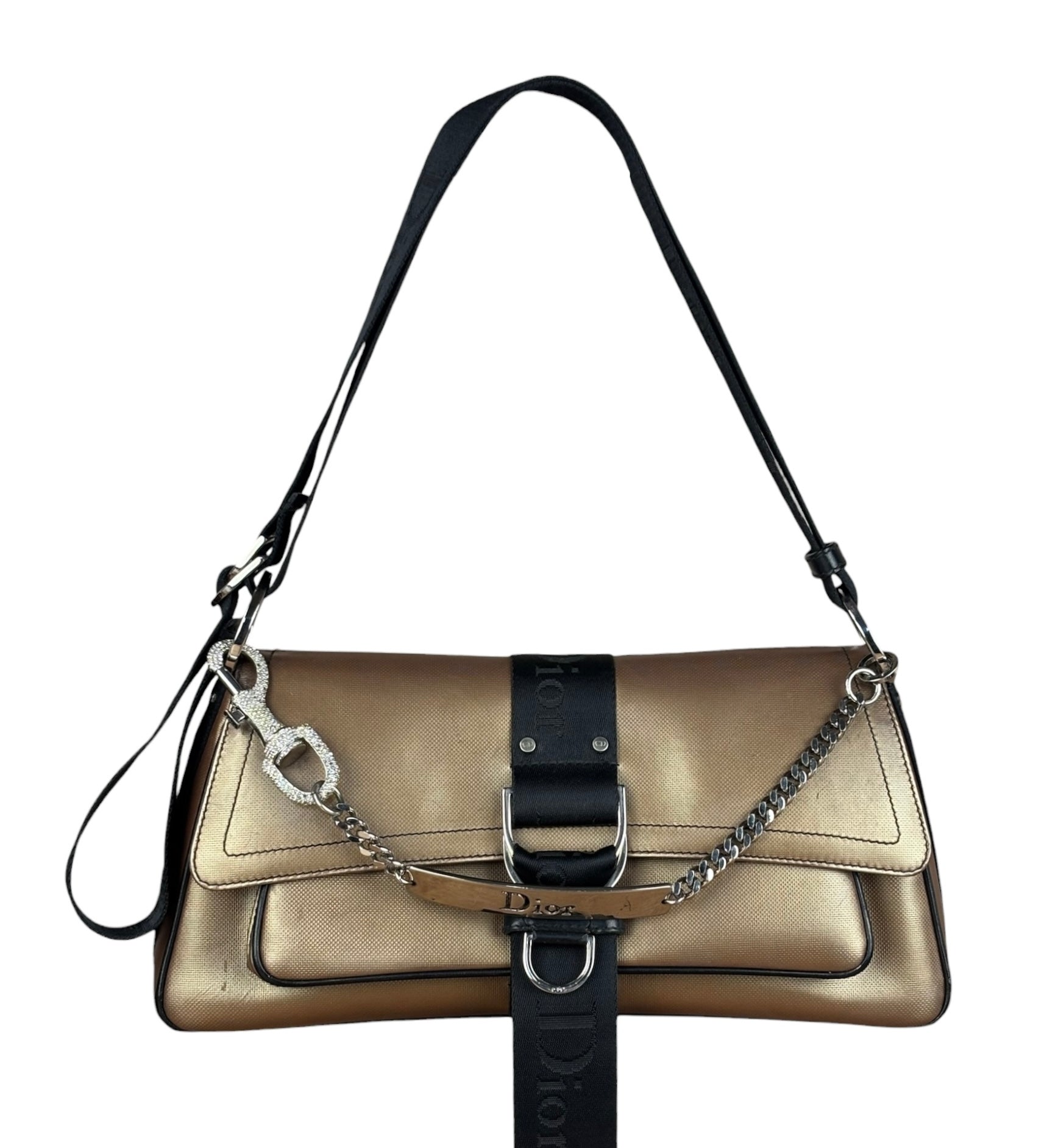 Christian Dior Bronze Coated Canvas Hardcore Shoulder Bag