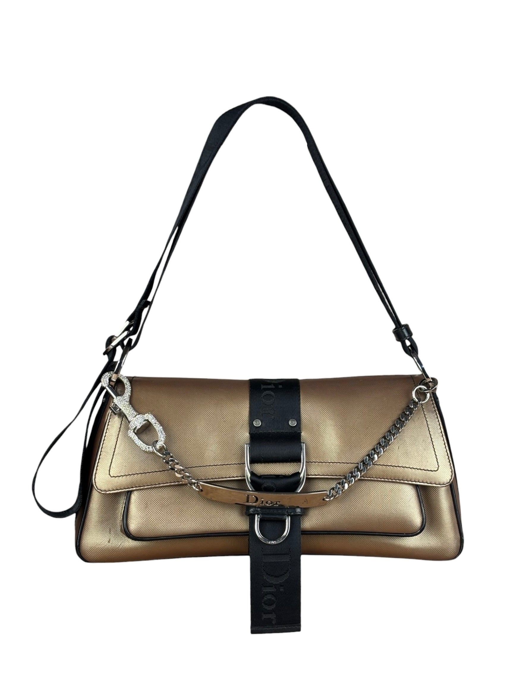Christian Dior Bronze Coated Canvas Hardcore Shoulder Bag