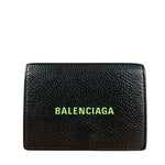 Balenciaga Black Neon Logo Compact Wallet