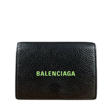 Balenciaga Black Neon Logo Compact Wallet