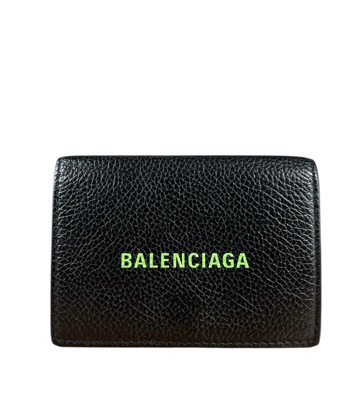 Balenciaga Black Neon Logo Compact Wallet