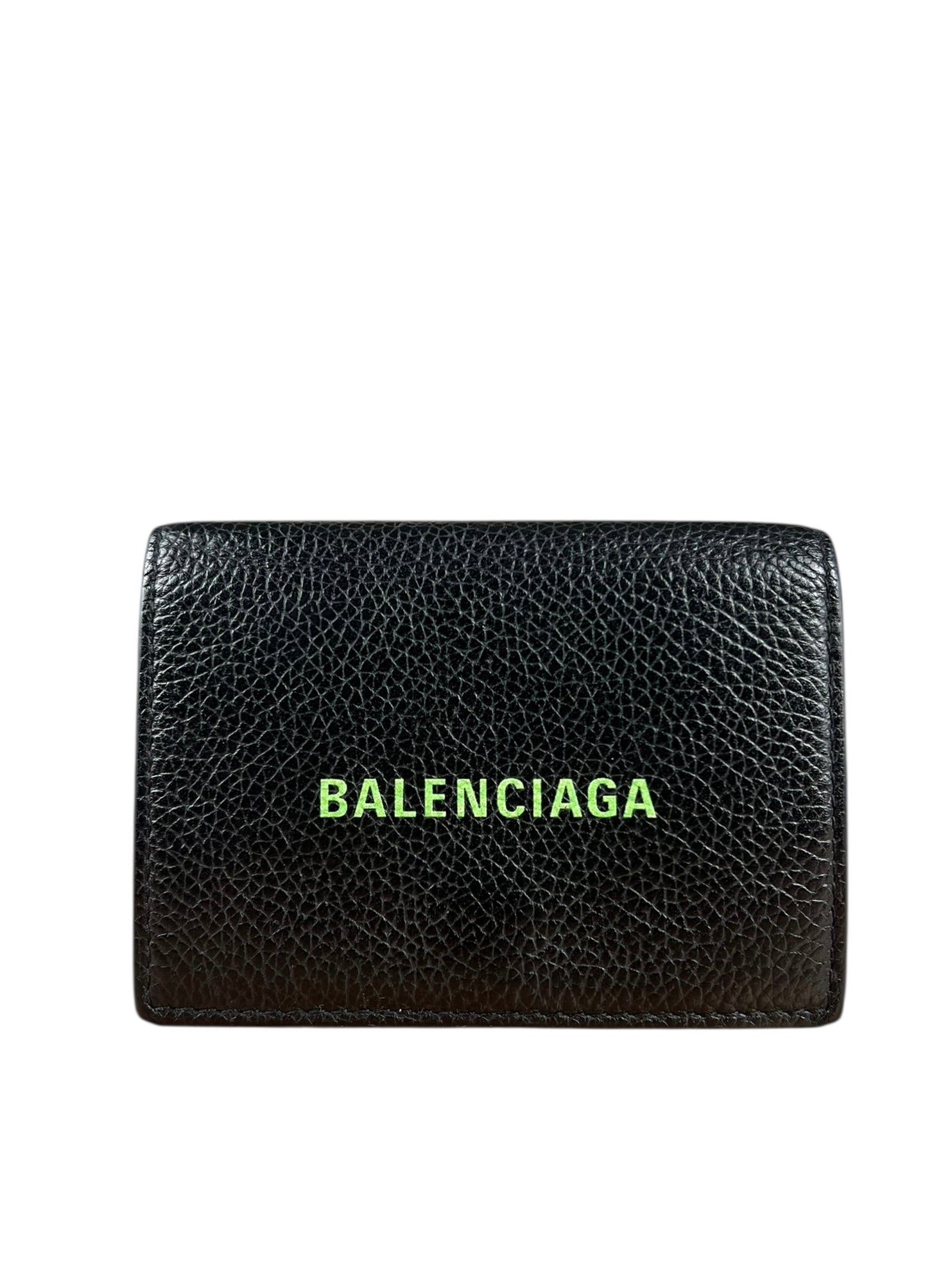 Balenciaga Black Neon Logo Compact Wallet