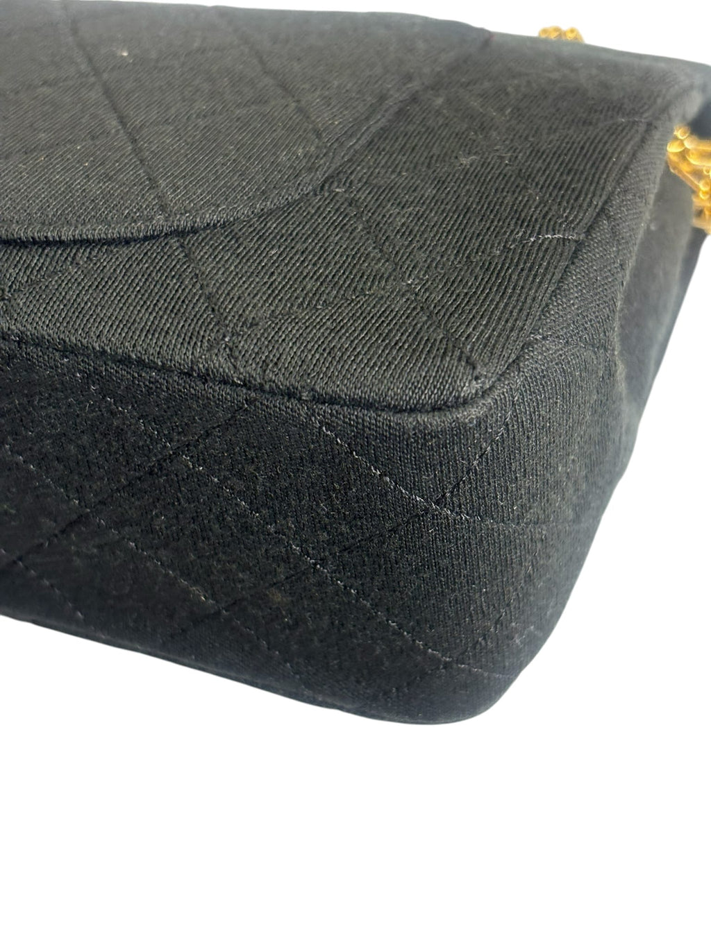 Chanel Vintage Black Quilted Jersey Double Flap Bag 1986