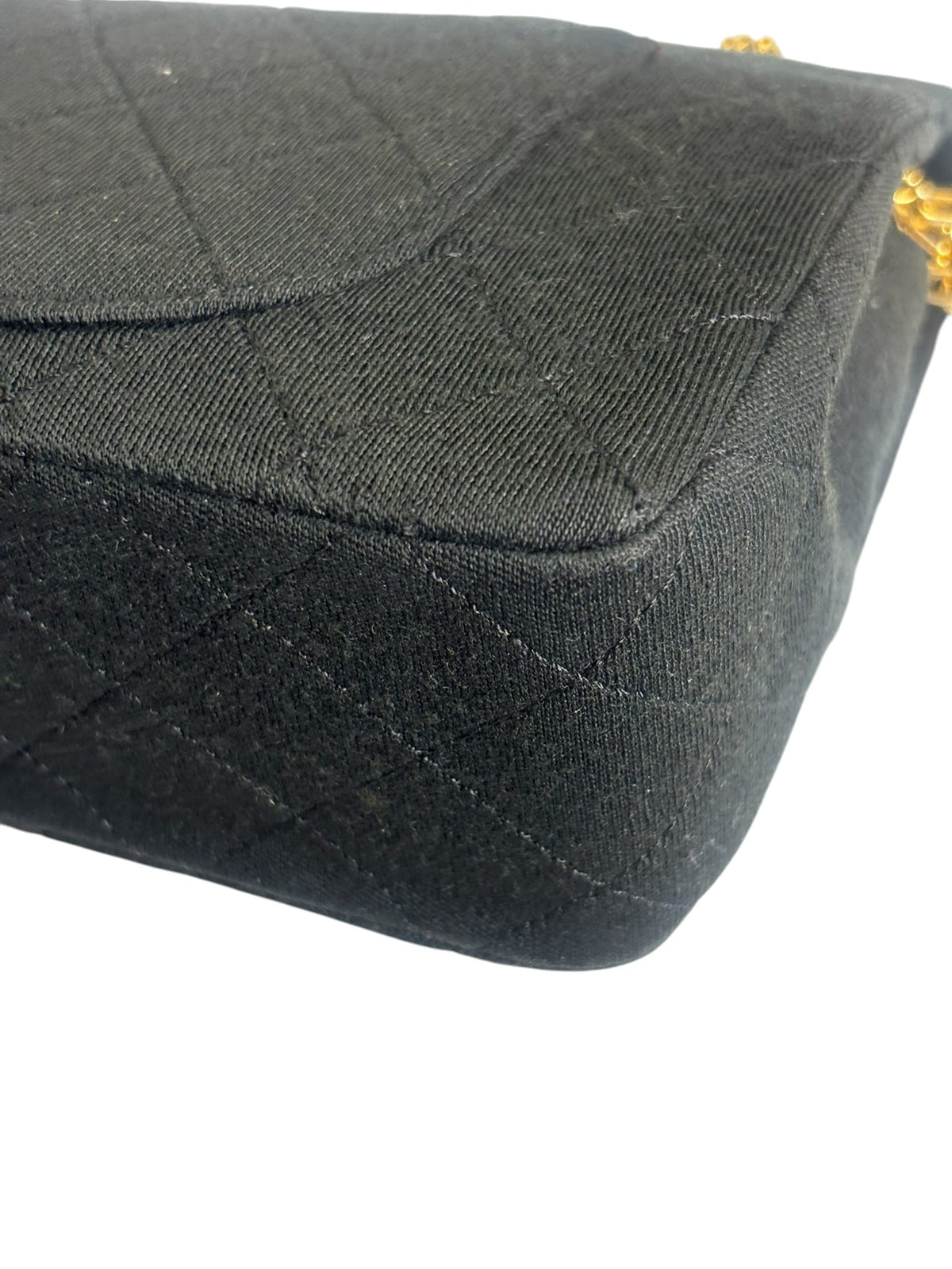 Chanel Vintage Black Quilted Jersey Double Flap Bag 1986