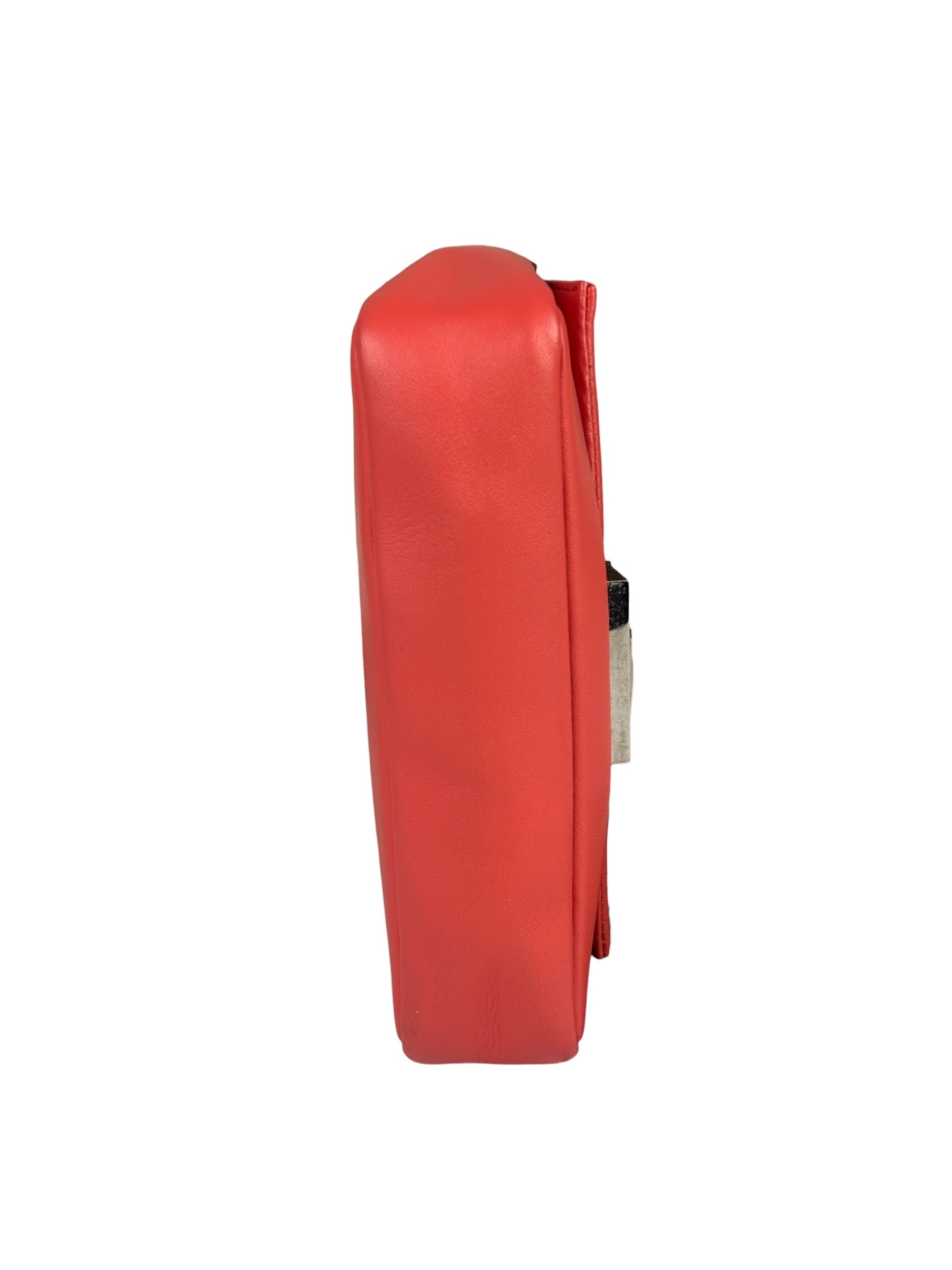 Fendi Coral Pink Leather Mini Baguette