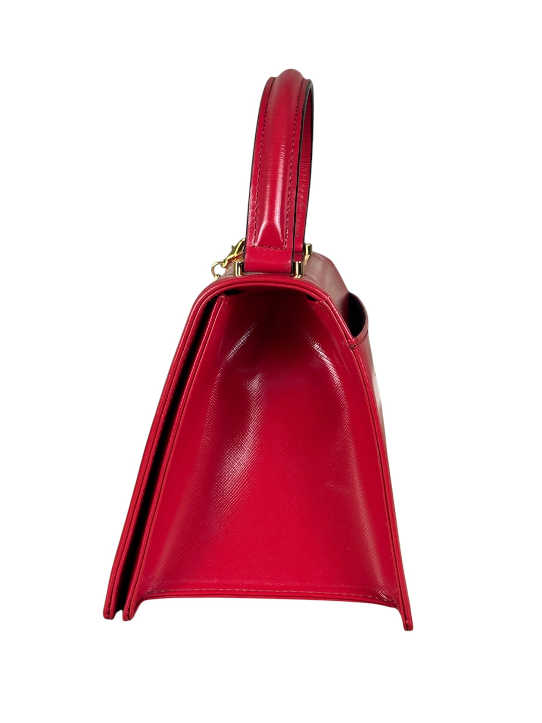 Versace Vintage Red Leather Top Handle Bag