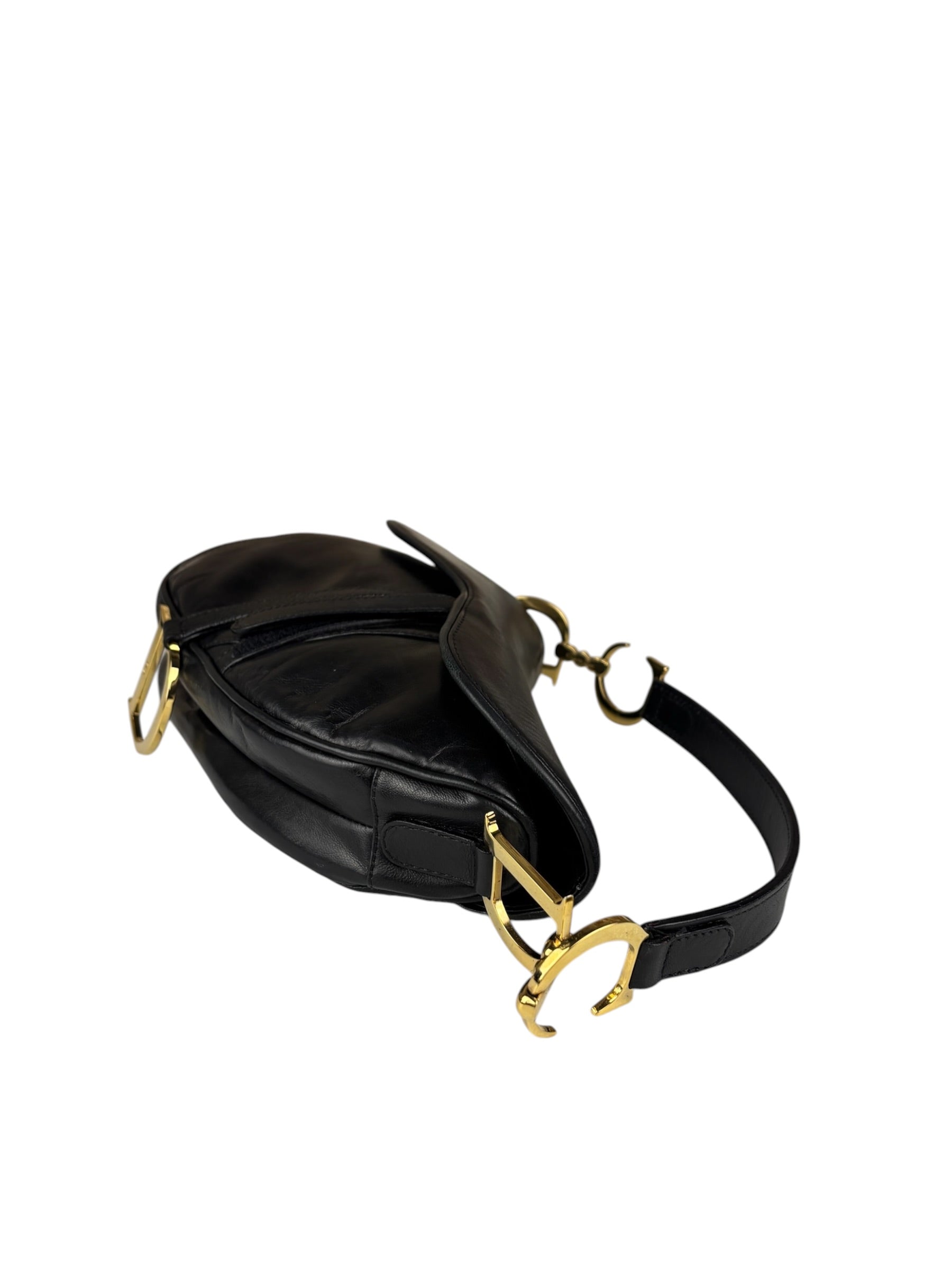 Christian Dior Black Calfskin Saddle Shoulder Bag
