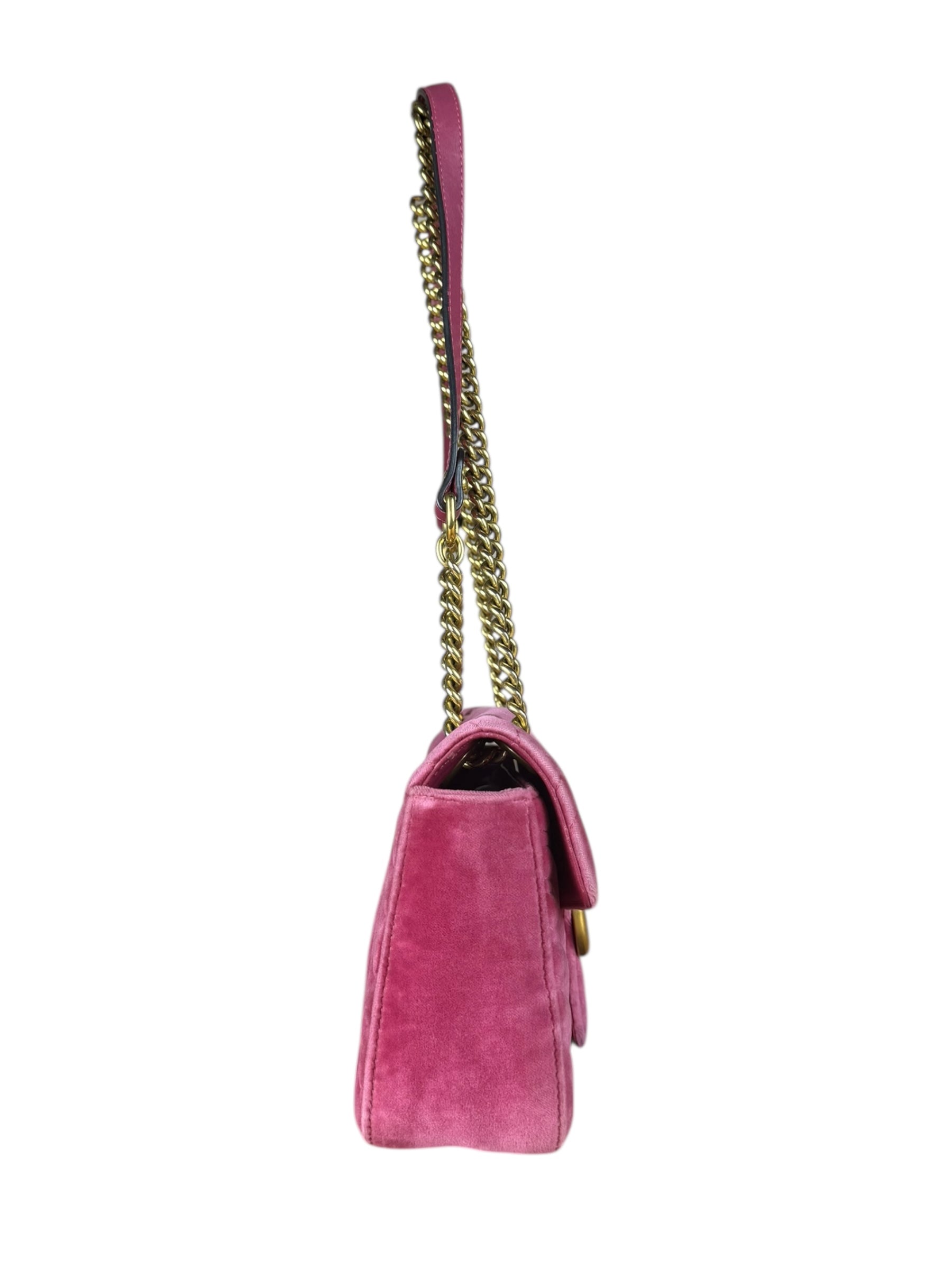 Gucci GG Marmont Pink Velour Chain Bag