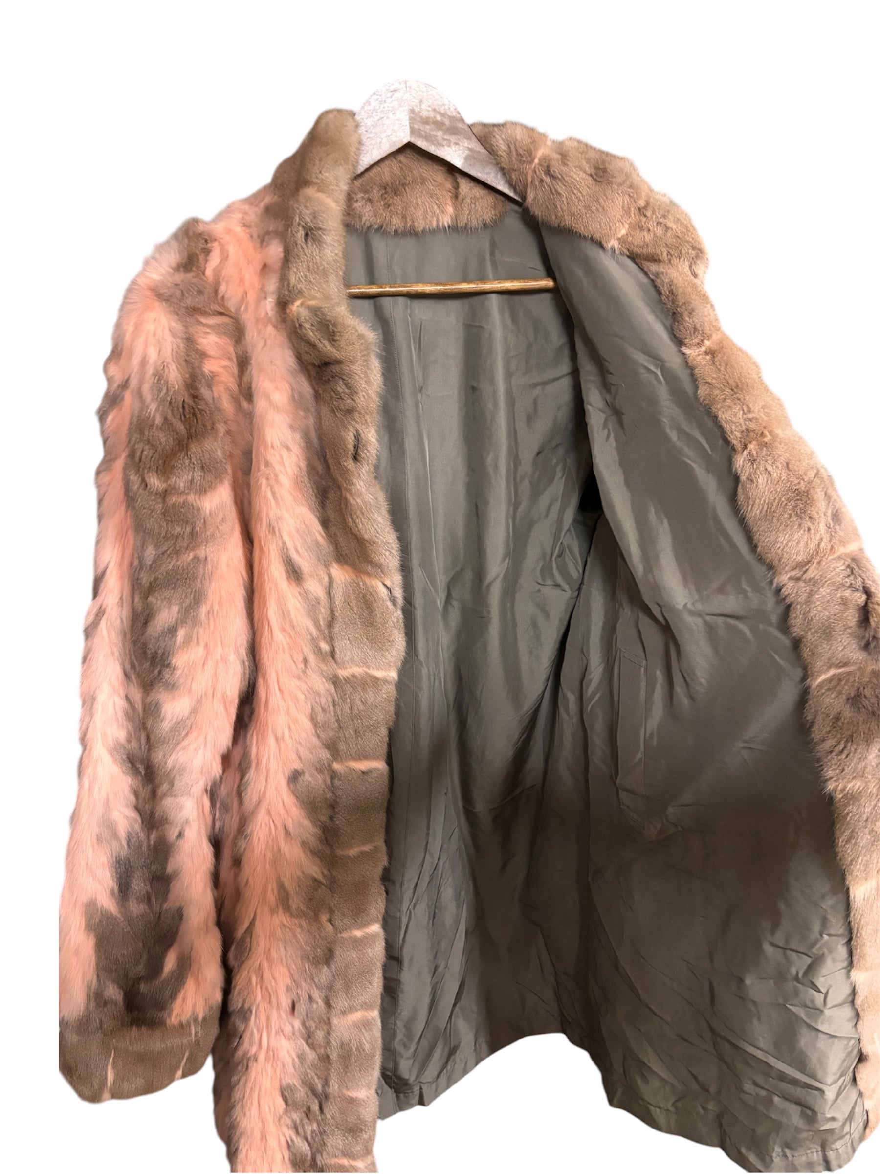 Vintage Pink/Brown Rabbit Fur Coat
