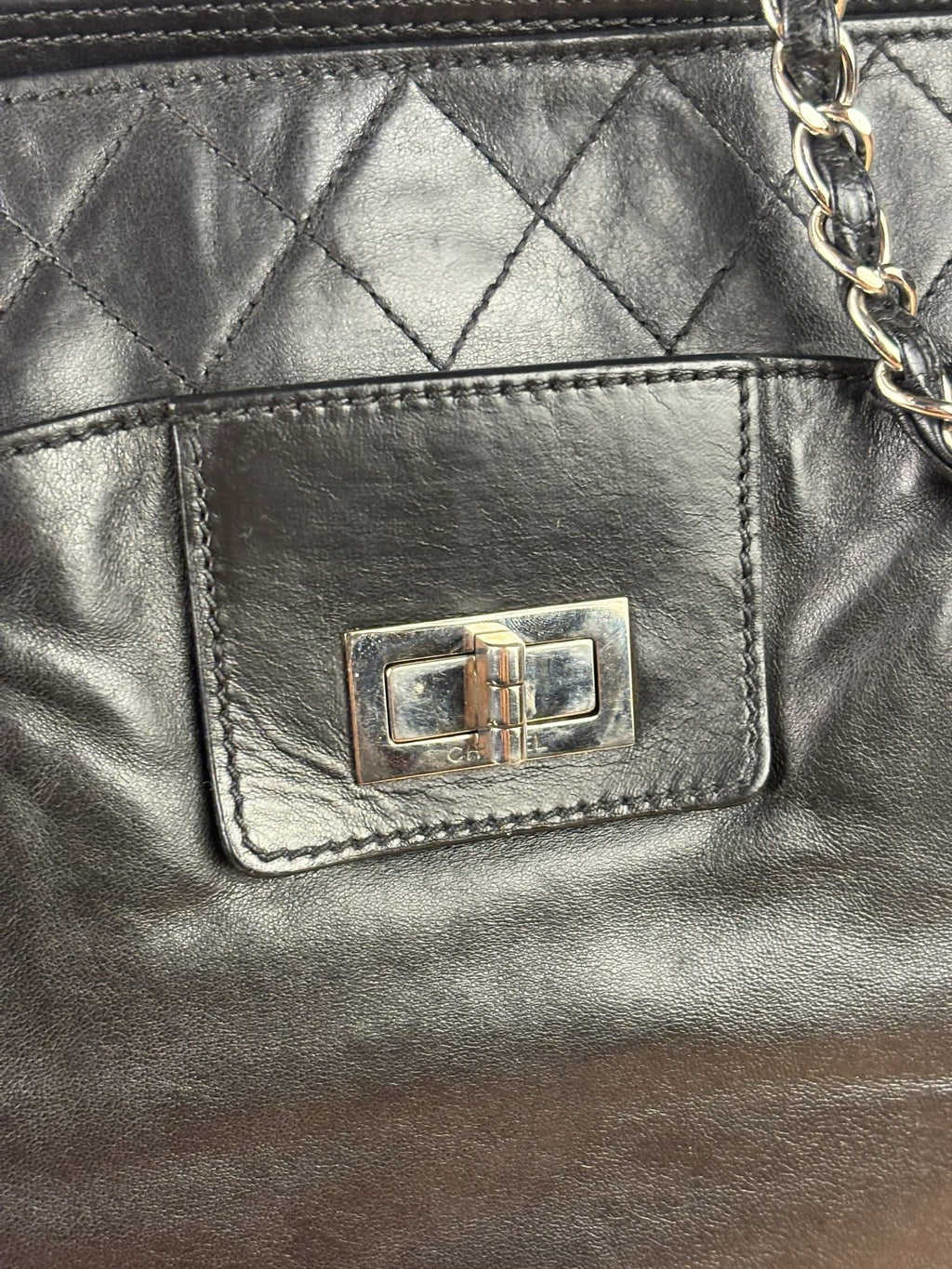 Chanel Black Quilted Leather Medium 2.55 Reissue Tote 2008
