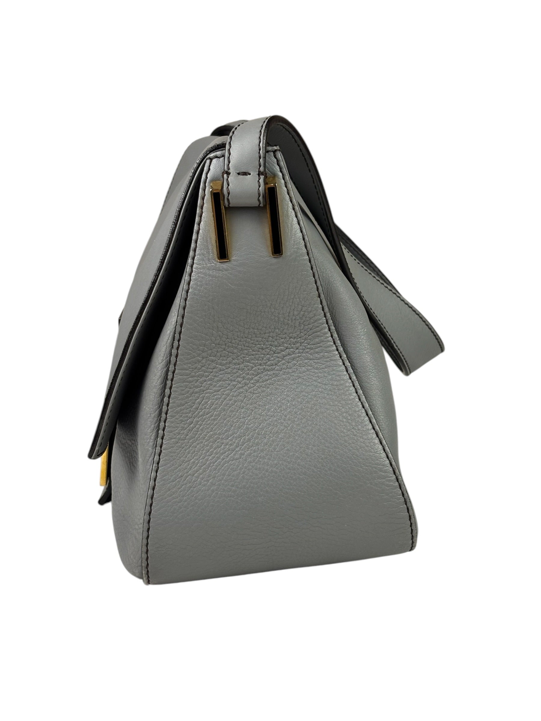 Fendi Grey Leather Flap Bag