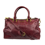 Miu Miu Amaranth Vitello Shine Leather Double Zip 2Way Handbag