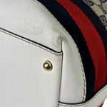 Gucci Navy Leather Trim GG Sherry Line Heritage Shoulder Bag