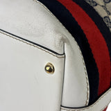 Gucci Navy Leather Trim GG Sherry Line Heritage Shoulder Bag