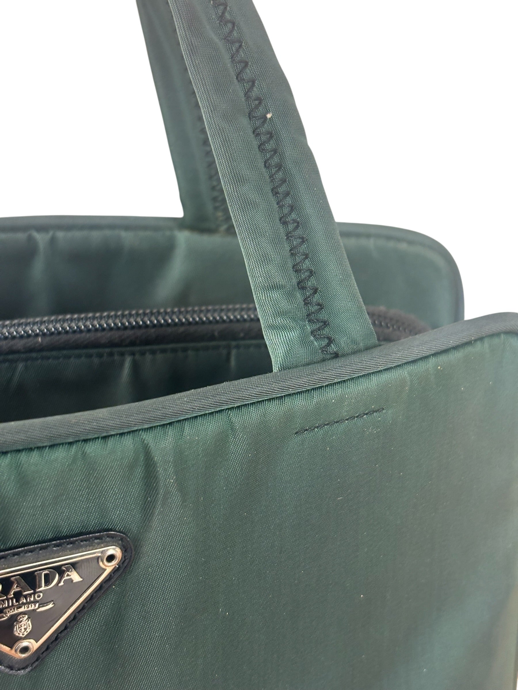 Prada Green Tessuto Cloth Hand Bag