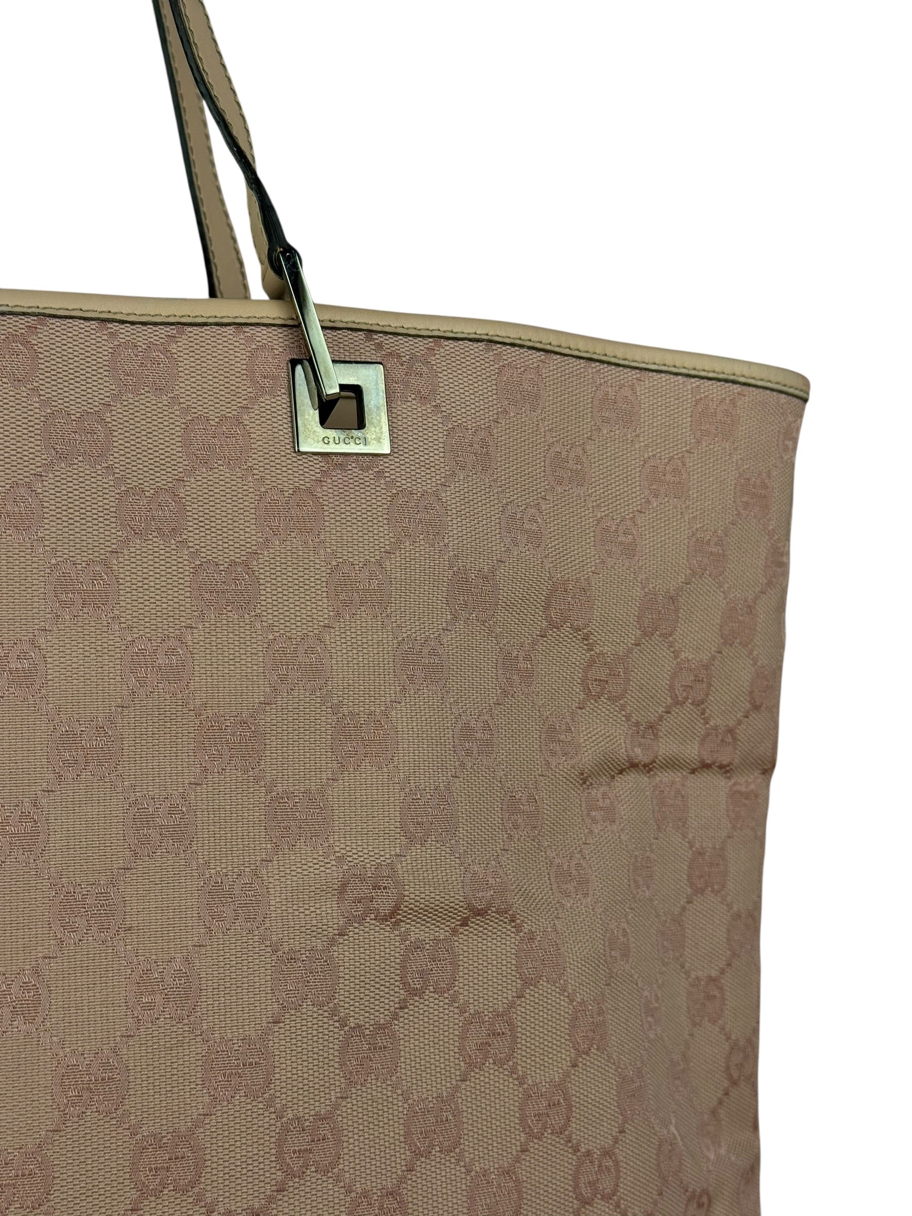 Gucci Vintage Pink Canvas Large Tote Bag