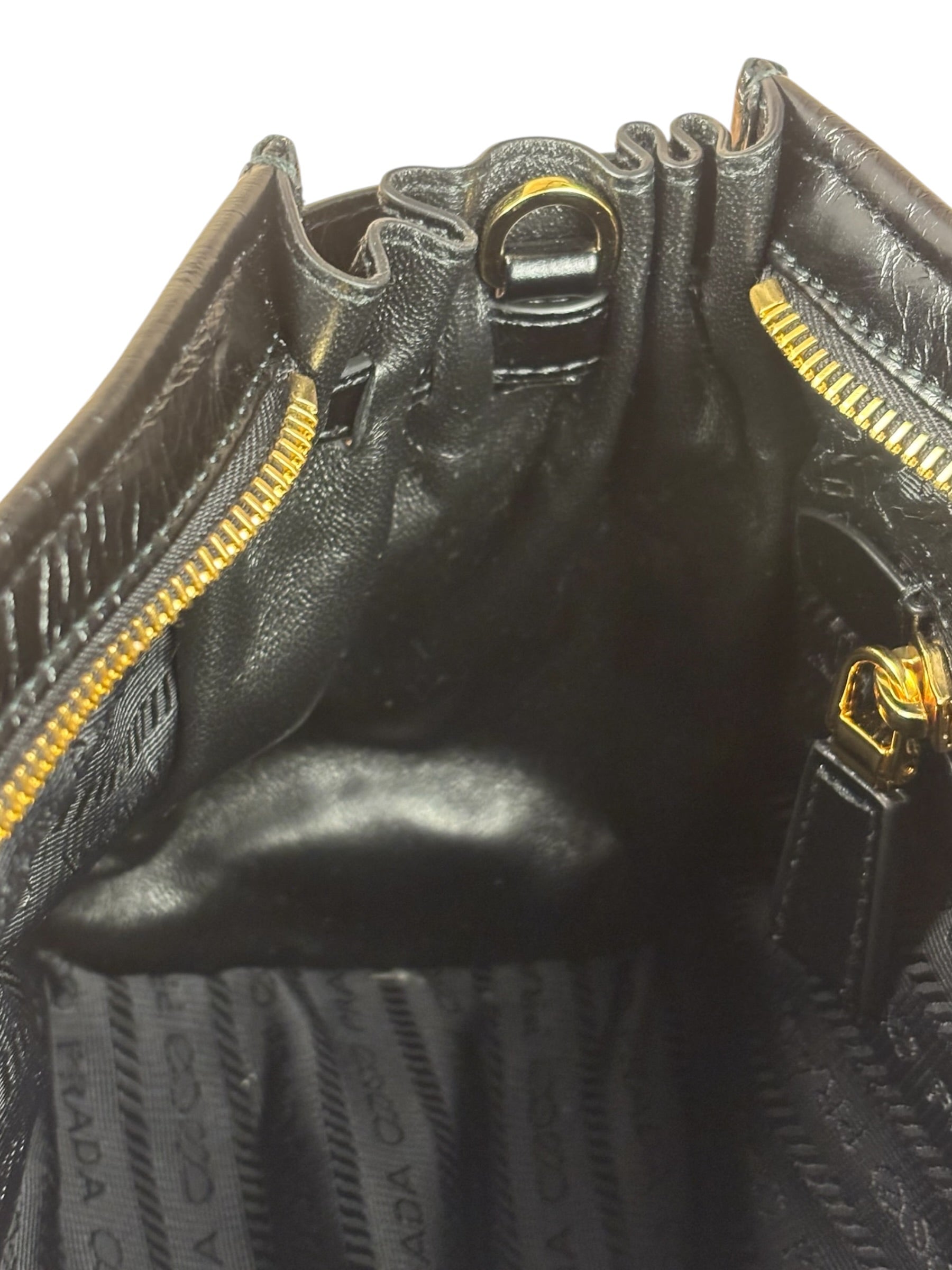 Prada Calfskin Bonnie Shoulder Bag Black