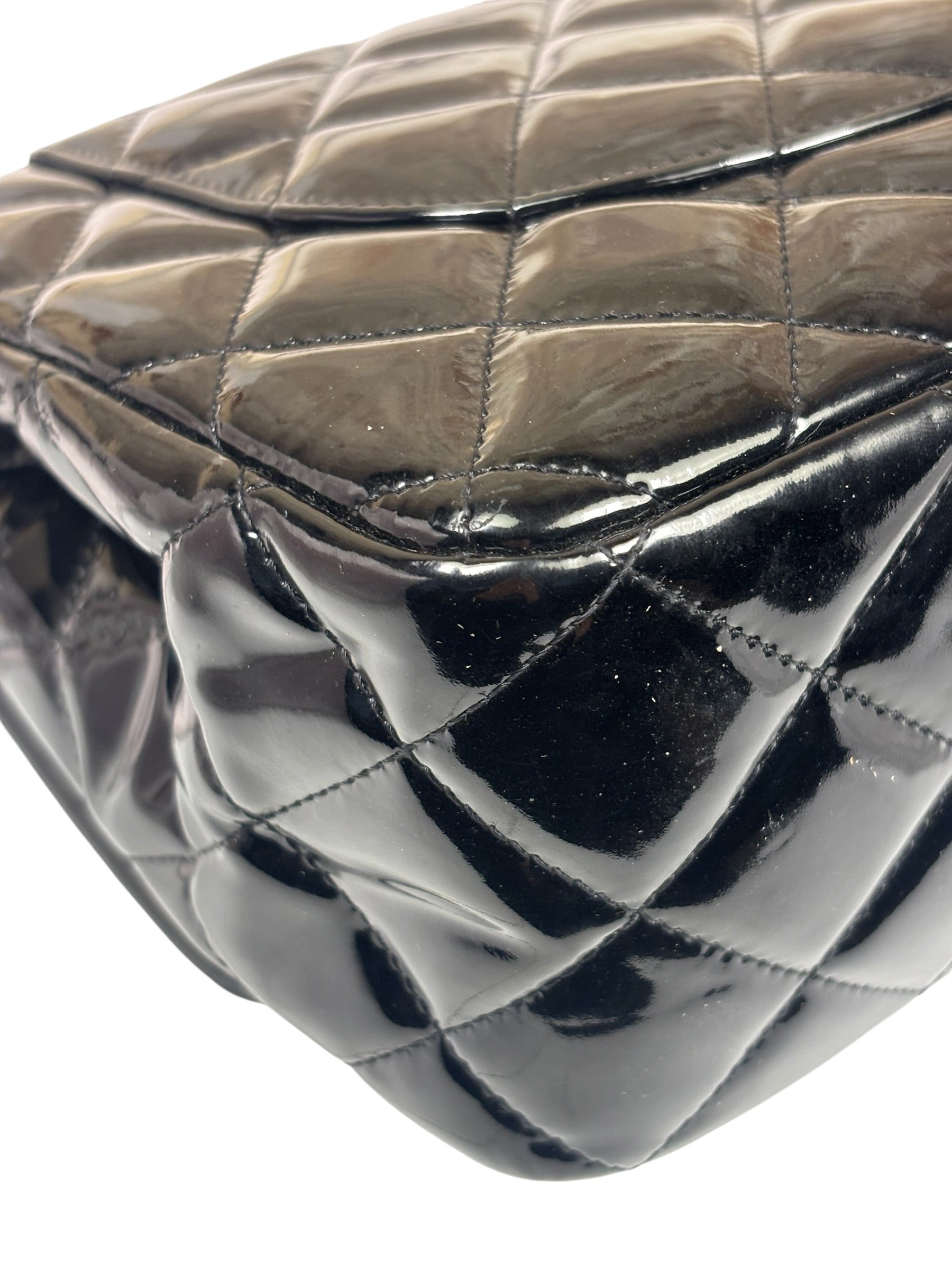 Chanel Black Quilted Patent Leather Double Flap Bag 2011