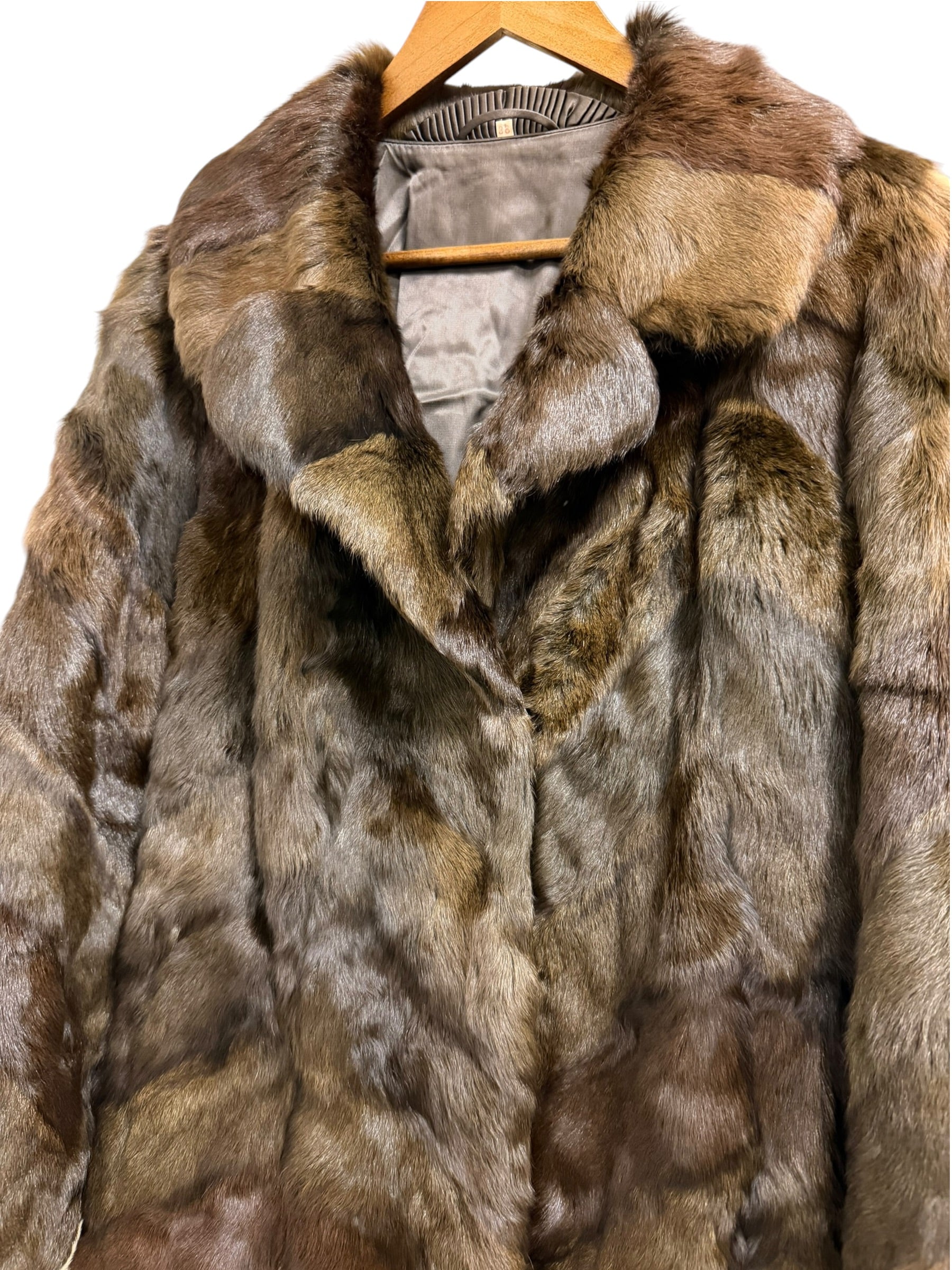 Vintage Mixed Brown Mink Fur Mid Length Coat