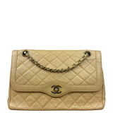 Chanel Beige Quilted Leather Two-Toned Double Flap Bag '94-'96