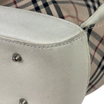Burberry White Leather Trim Nova Check Shoulder Bag