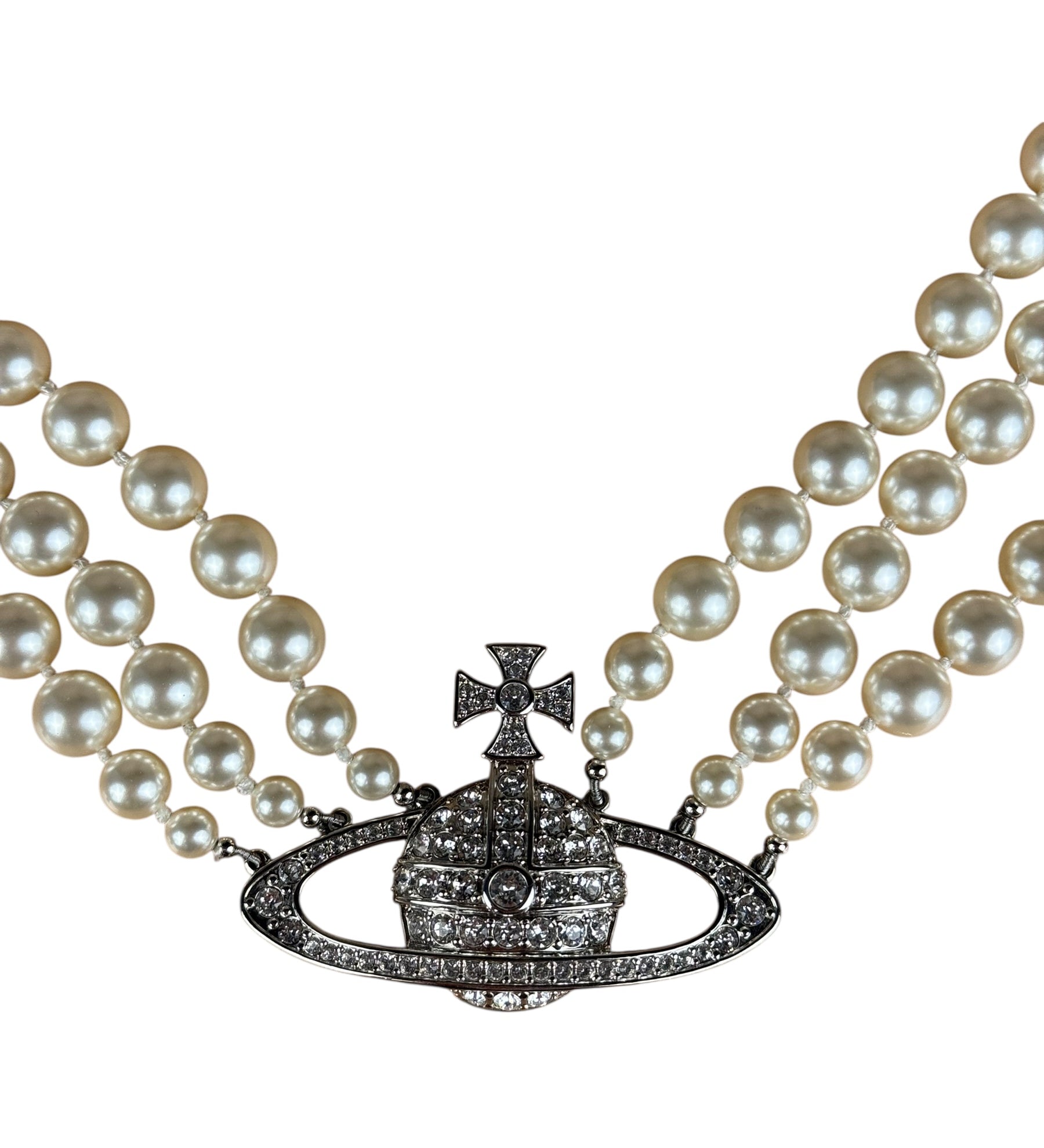 Vivienne Westwood Orb Pearl Three Row Choker Necklace