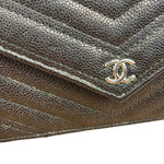 Chanel Caviar Chevron Quilted Wallet On Chain 2017