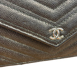Chanel Caviar Chevron Quilted Wallet On Chain 2017