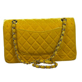 Chanel Yellow Quilted Velvet/Leather Double Flap Bag 2015