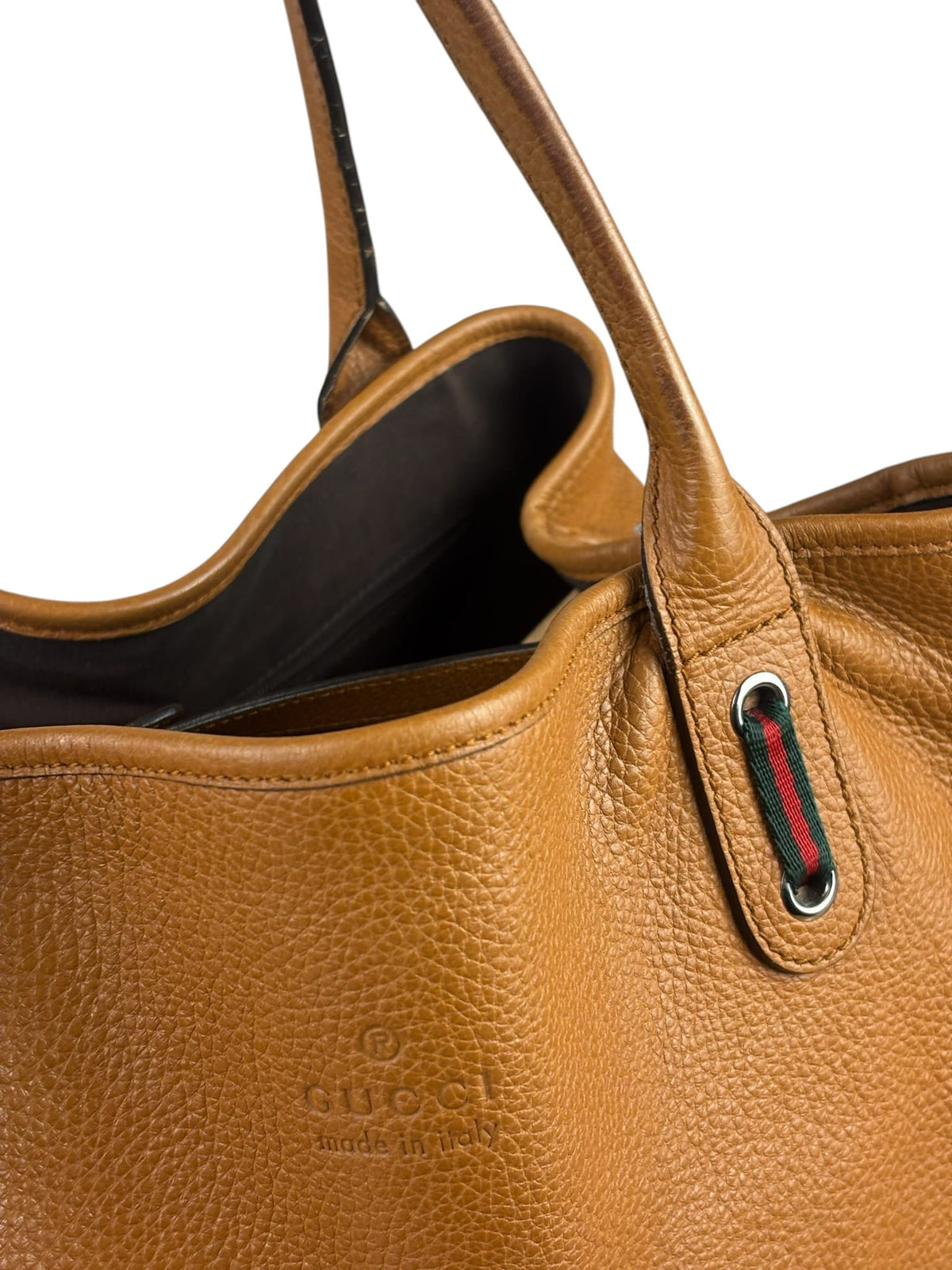 Gucci Brown Leather Sherry Line  Large Tote Bag