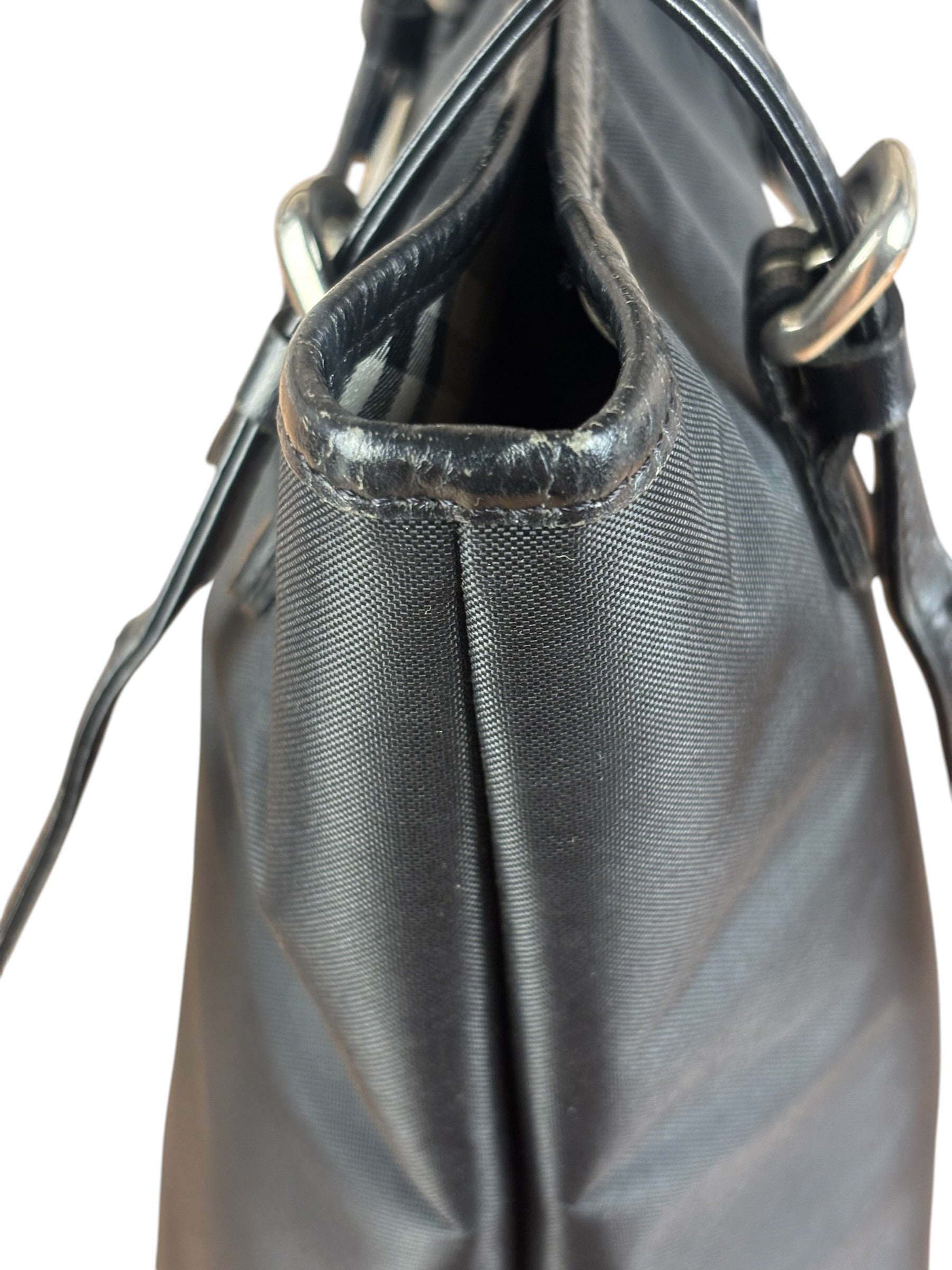 Burberry Vintage Blue Label Nylon Bucket Tote Bag