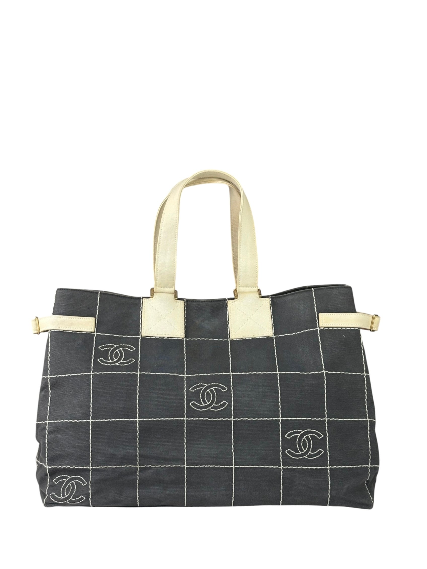Chanel Vintage Large Square Quilt Tote Faded Black 2003