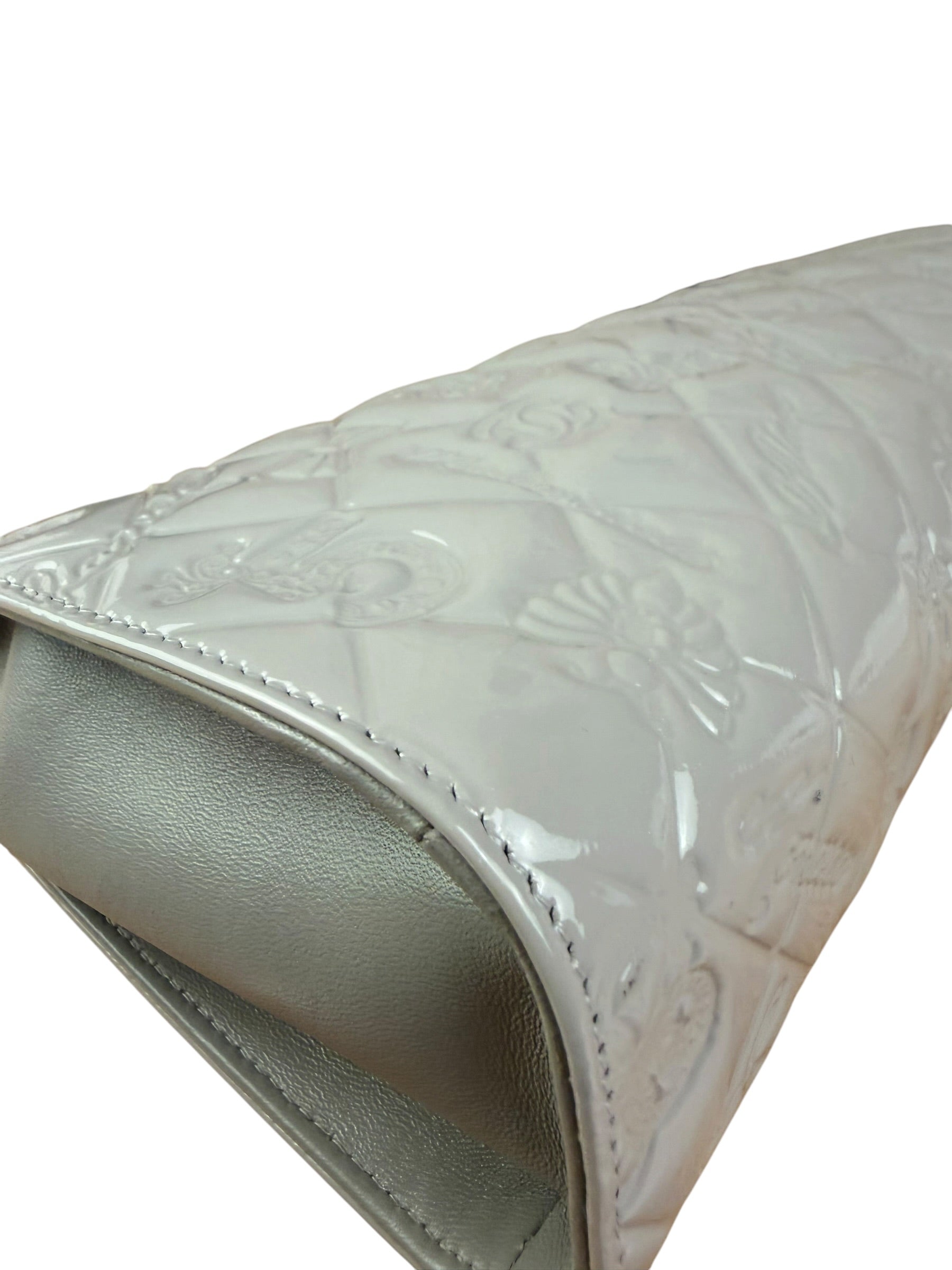 Chanel Vintage Grey Patent Leather Lucky Symbols Icon Pochette 1989