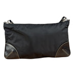 Prada Black Tessuto Nylon Leather Trim Shoulder Bag