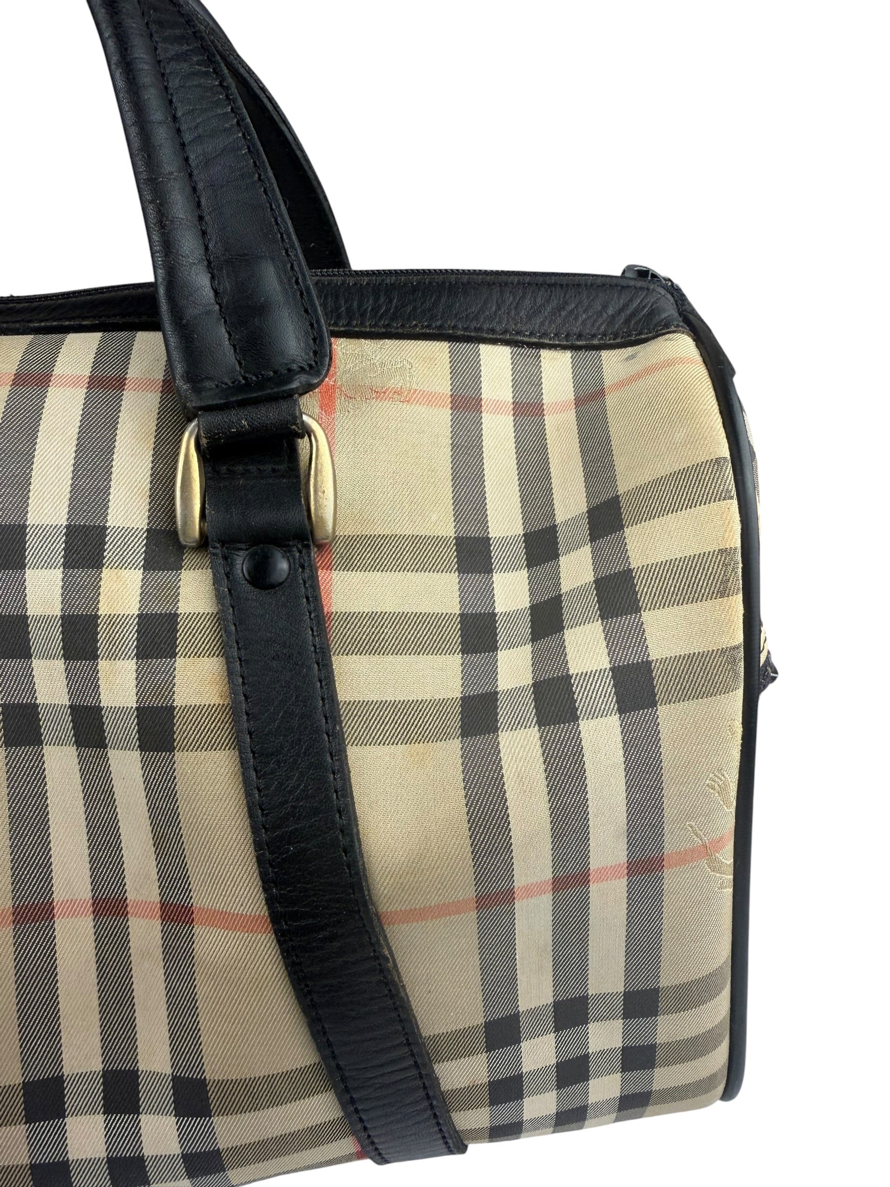 Burberry Vintage Haymarket House Small Boston Bag