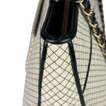 Chanel Beige/Black Leather Trim Diamond-Quilted Shoulder Bag 2002