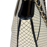 Chanel Beige/Black Leather Trim Diamond-Quilted Shoulder Bag 2002