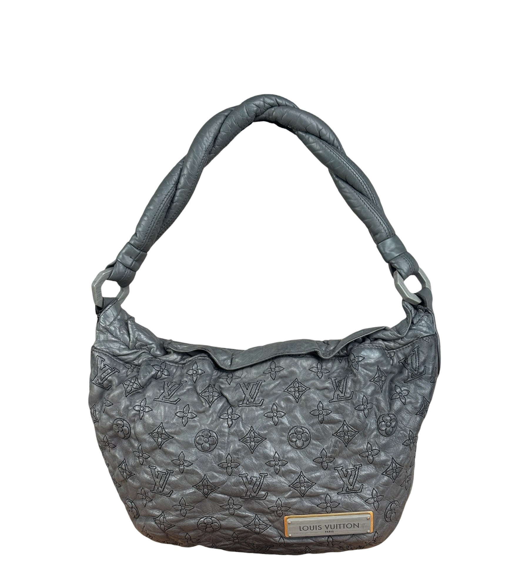 Louis Vuitton Limited Edition Grey Leather Monogram Olympe Nimbus Hobo Bag
