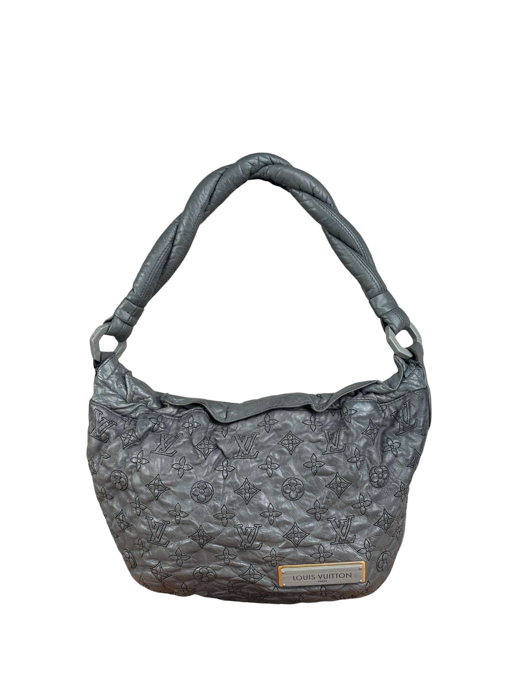 Louis Vuitton Limited Edition Grey Leather Monogram Olympe Nimbus Hobo Bag