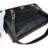 Chanel Black Choco Bar Stitch Caviar Chain Tote 2002