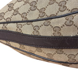 Gucci Vintage Dark Brown Leather Trim GG Canvas Twin Hobo Bag