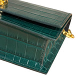 Alexander McQueen Green Croc Embossed Skull Bag