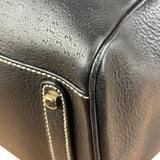Salvatore Ferragamo Vintage Black Pebbled Leather Tote Bag