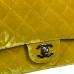 Chanel Yellow Quilted Velvet/Leather Double Flap Bag 2015